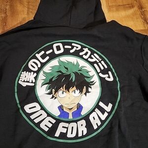 My Hero Academia Anime Deku One for All -Men's S- Graphic Pullover Hoodie Black